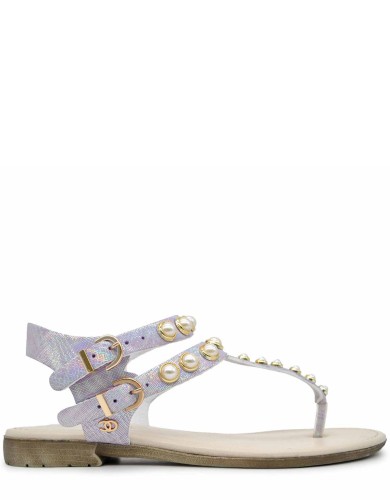 Фиолетовые кожаные сандалии