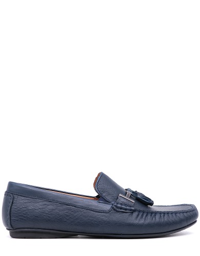 Сині шкіряні демісезонні мокасини