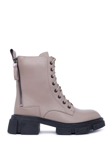 Бежевые кожаные демисезонные ботинки