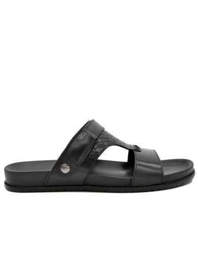 Черные кожаные шлепанцы