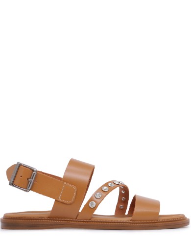 Коричневые кожаные летние сандалии