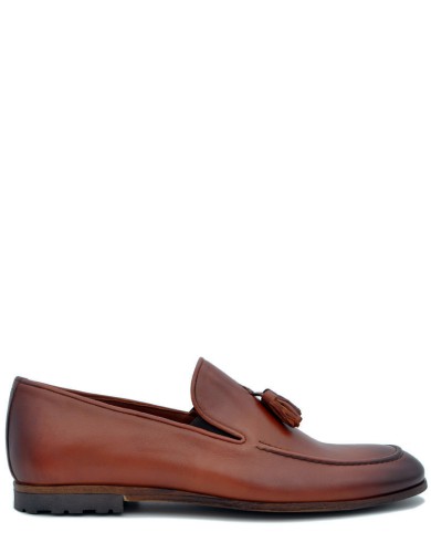 Коричневые кожаные демисезонные лоферы