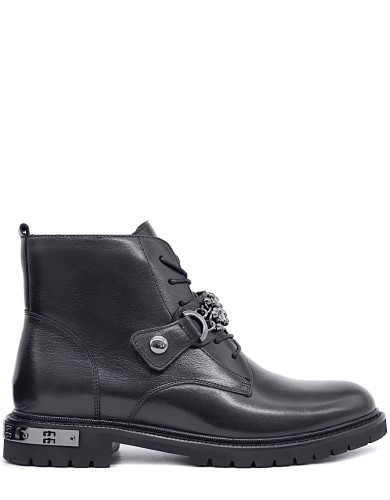 Черные кожаные демисезонные ботинки 