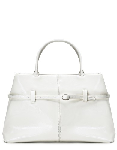 Белая кожаная большая женская сумка