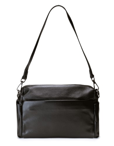 Черная кожаная средняя женская сумка