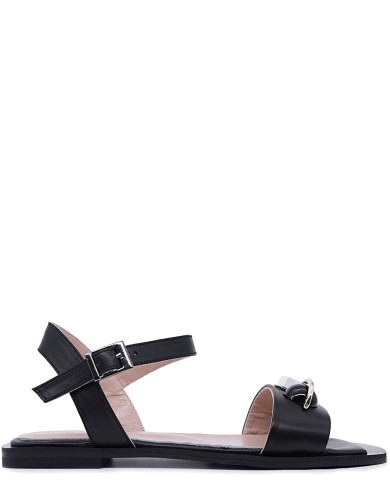 Чорні шкіряні босоніжки