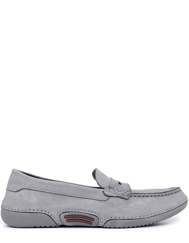 Серые нубуковые демисезонные мокасины