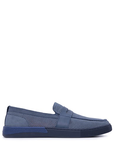 Синие нубуковые летние лоферы