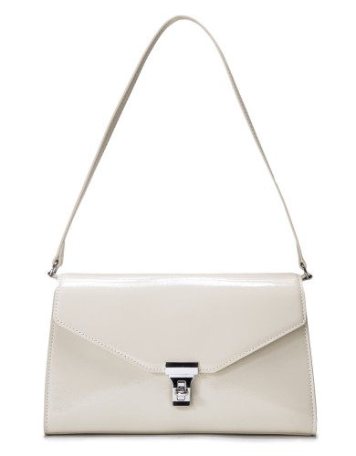 Бежевая лаковая маленькая женская сумка