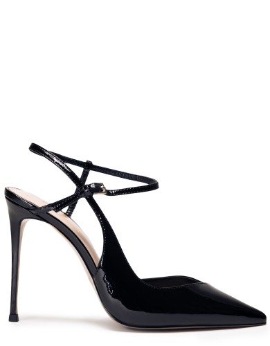 Чорні  лакові  літні  туфлі на підборі