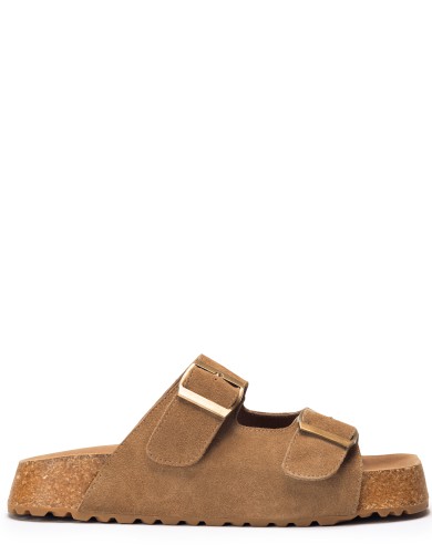 Коричневые замшевые летние шлепанцы