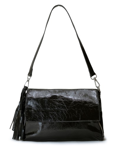 Черная лаковая средняя женская сумка