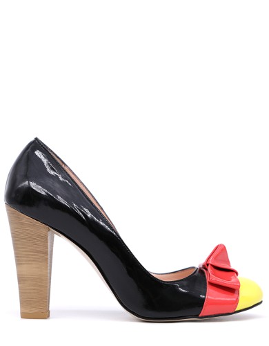 Різнобарвні лакові демісезонні туфлі на підборі