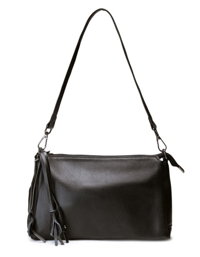 Черная кожаная средняя женская сумка