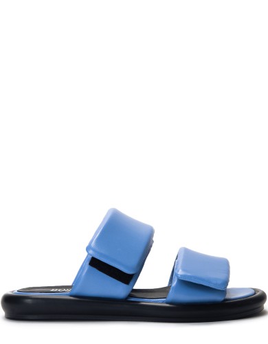 Синие кожаные летние шлепанцы