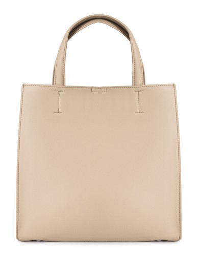 Бежевая кожаная большая женская сумка