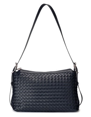 Черная кожаная средняя женская сумка