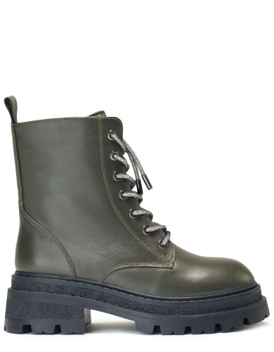 Зелені шкіряні черевики жіночі шкіряні