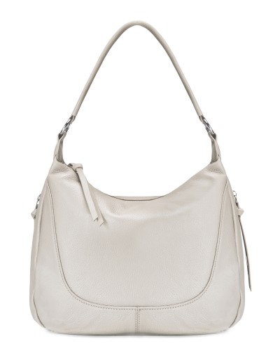 Серая кожаная большая женская сумка