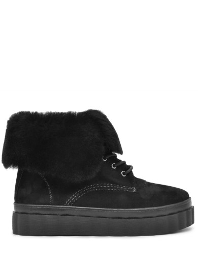 Черные замшевые зимняя ботинки 