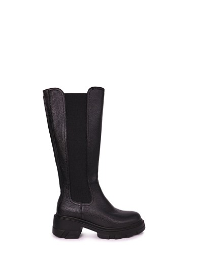 Чорні шкіряні демісезонні чоботи