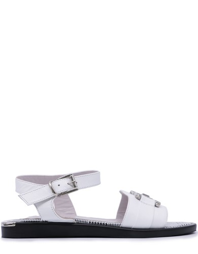 Белые кожаные летние босоножки