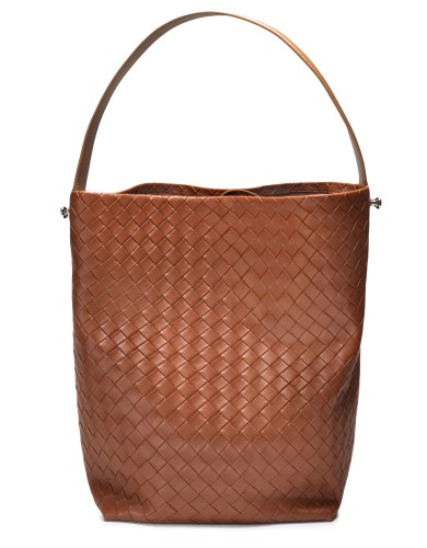 Коричневая кожаная большая женская сумка