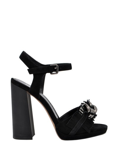 Черные замшевые летние босоножки 