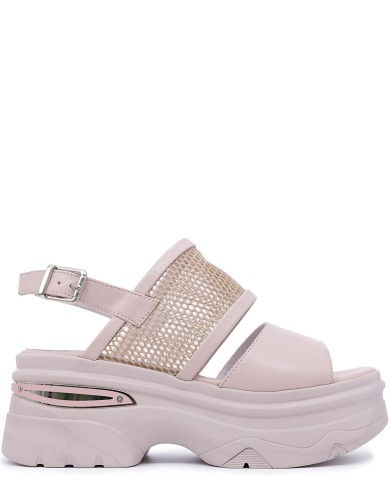 Бежевые кожаные летние босоножки