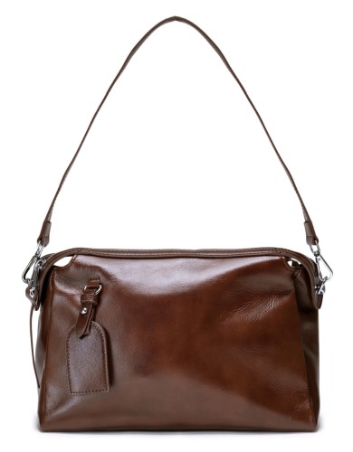 Коричневая кожаная средняя женская сумка