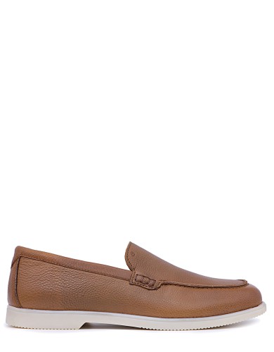 Коричневые кожаные демисезонные лоферы