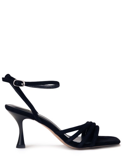 Черные замшевые летние босоножки