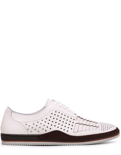 Бежеві шкіряні літні туфлі