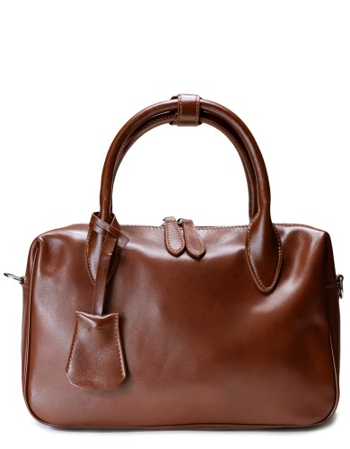 Рыжая кожаная средняя женская сумка