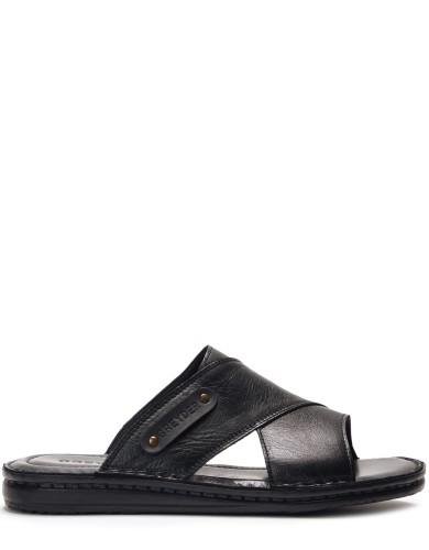 Чорні шкіряні шльопанці