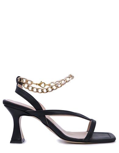 Черные кожаные босоножки