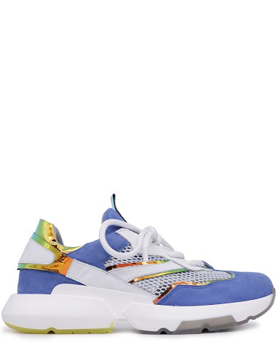 Сині  шкіряні  літні  кросівки 