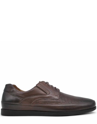 Коричневі шкіряні літні туфлі