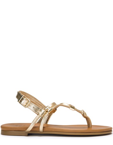 Золотые кожаные сандалии