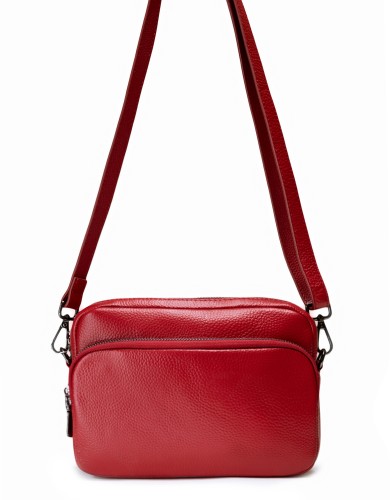 Красная кожаная маленькая женская сумка