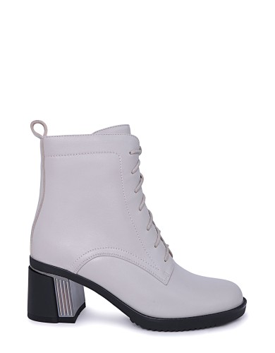 Серые  кожаные демисезонные ботинки 