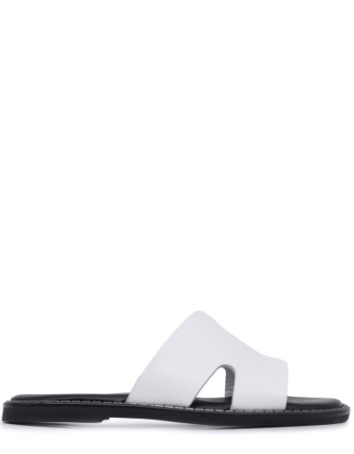 Белые кожаные летние шлепанцы