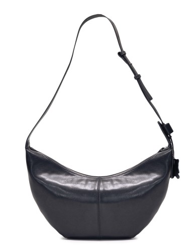 Черная кожаная средняя женская сумка