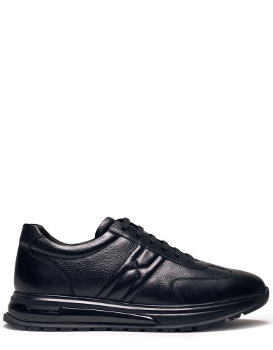 Черные кожаные зимние кроссовки