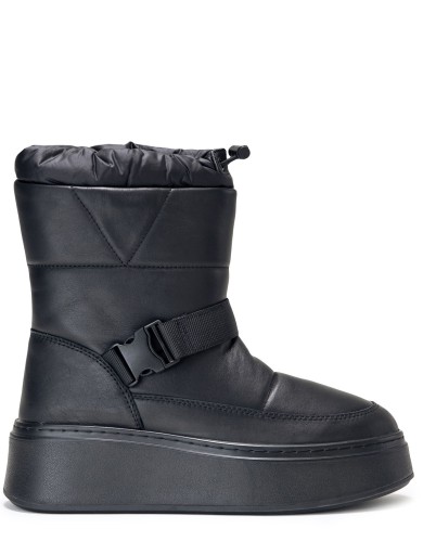 Чорні  шкіряні зимові уггі 