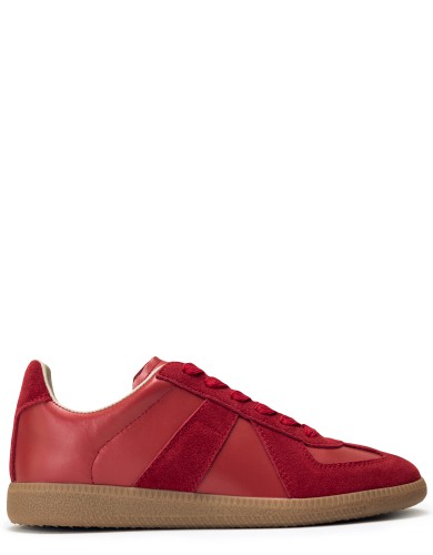 Красные кожаные демисезонные  кеды