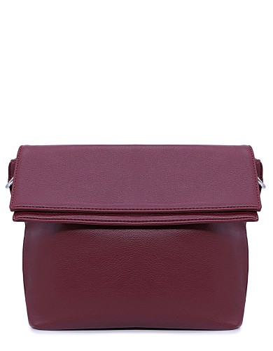 Бордовая кожаная «эко» средняя женская сумка