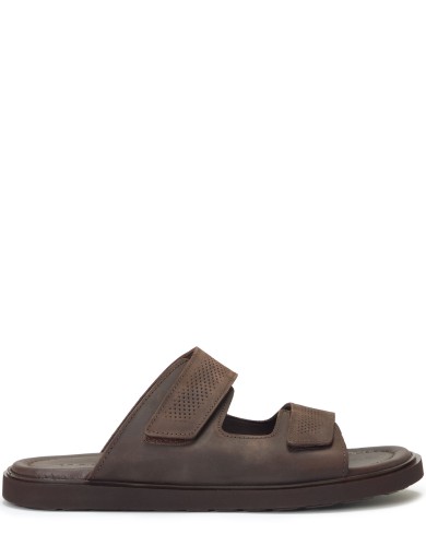 Коричневі нубукові шльопанці