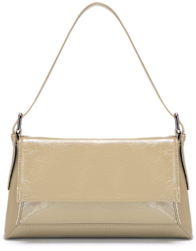 Бежевая лаковая маленькая женская сумка