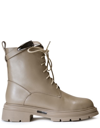 Сірі  шкіряні зимові черевики 